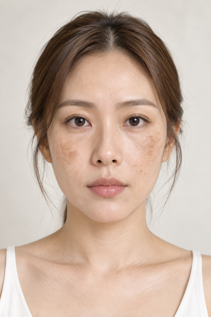 常見色斑分佈位置示意圖——雀斑、曬斑、荷爾蒙斑分辨
